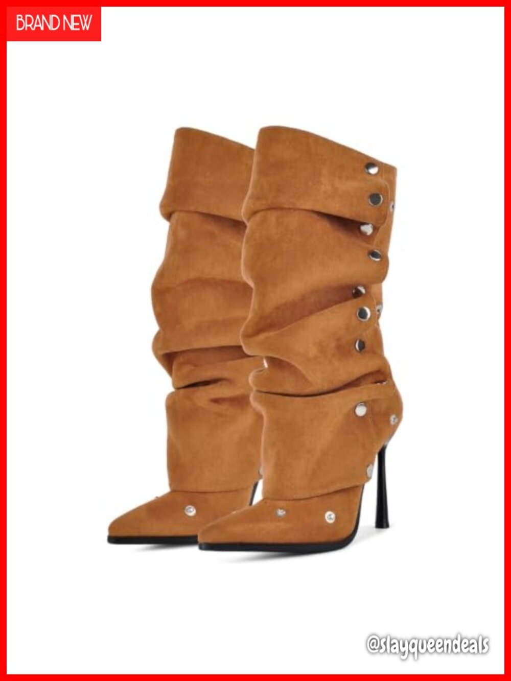 Slouch Pointed Toe Ruched Midcalf Booties Faux Suede Stiletto Heel